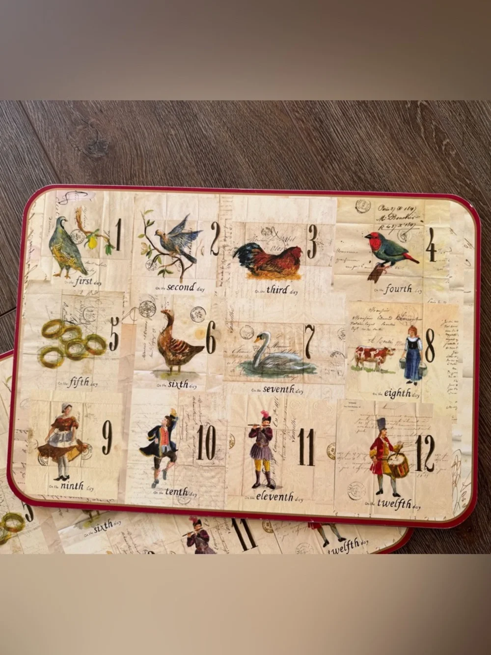 Williams Sonoma Cork Placemats 12 Days of Christmas ultra rare